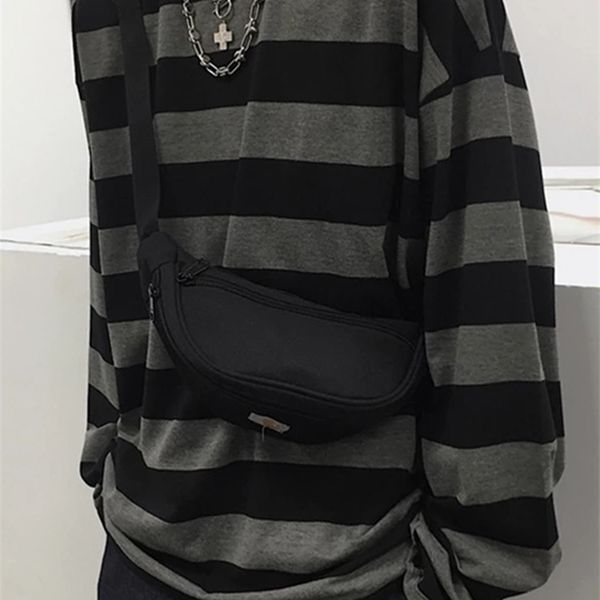 

autumn striped long sleeve oversize tshirt gothic teen couple casual women shirt fashion harajuku loose streetwear 220727, White