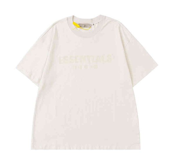 

men's fashion personality trend new short-sleeved brand wholesale fear of multi thread essential flocking letter high street versatile, White;black