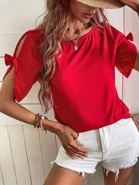 

split knot sleeve tee y8pt#, White
