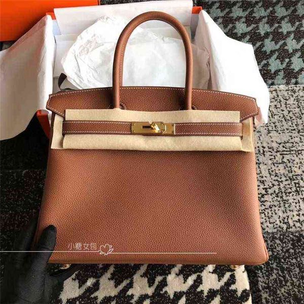 

h designer herme bags birkins platinum bag manual wax line production original togo calfskin litchi pattern 25 30 35 black female bag 5a