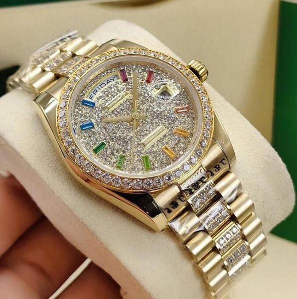 

luxury designer classic watch fashion automatic watchin the middle inlaid with colored diamond size 36mm sapphire glass a ladies' favor, Slivery;brown