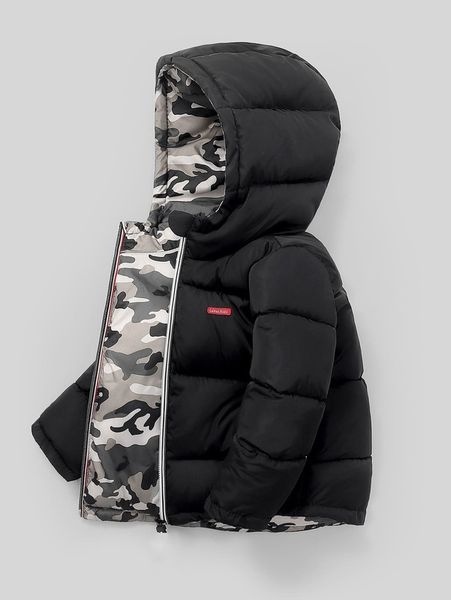 

toddler boys camo print patched zip up hooded winter coat she, Blue;gray