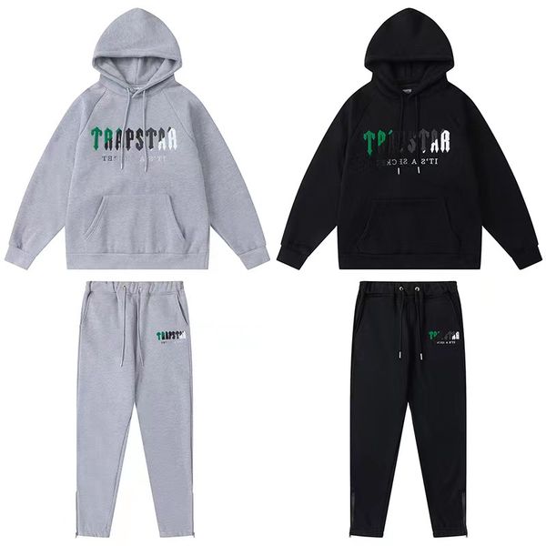 

trapstar designer men's set fleece sports suit tracksuits towel embroidery letter womens mens tracksuit hooded hoodies and pants sets 3, Gray