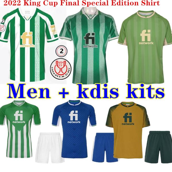 

2022 real betis king cup final special edition soccer jerseys 21 22 joaquin canales fekir camiseta de fÃºtbol home away football jersey shirt, Black;yellow