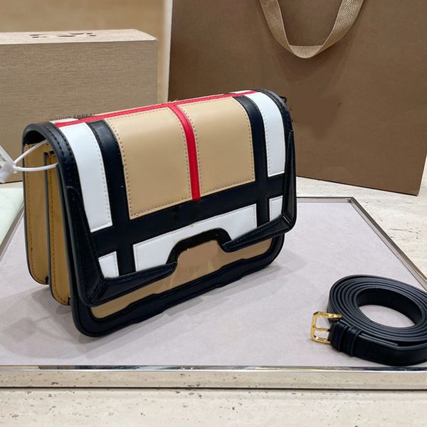 

tartan wallet flap handbag brown single shoulder bag cross body bags messenger bag purse genuine leather fashion letter gold hardware magnet