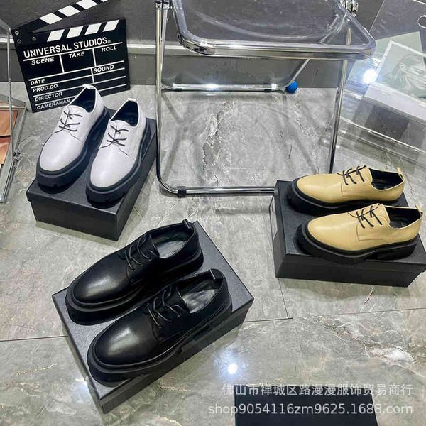 

dress shoes autumn and winter british style small leather shoes women's round head lace up single muffin thick soled elevated casual, Black