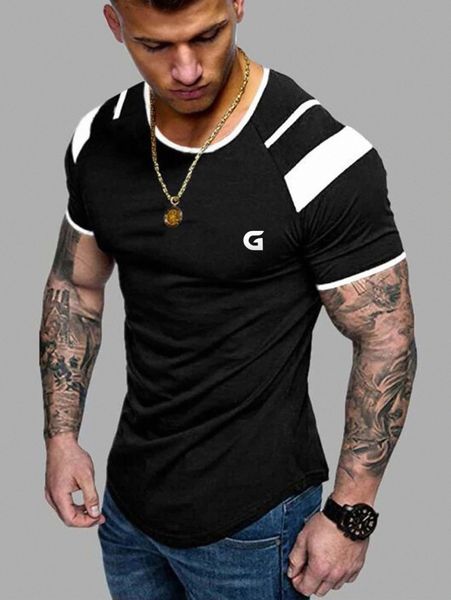 

men letter graphic contrast panel raglan sleeve tee t3h2#, White;black