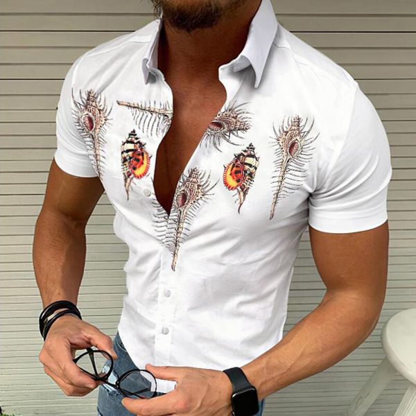 

mens shirts summer fashion trends 3d printing slim fit casual short sleeves luxury cardigan street hip hop clothing 220614, White;black
