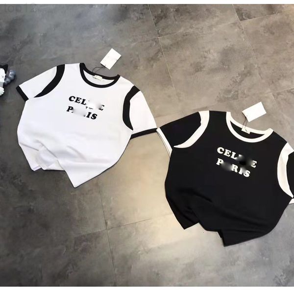 

designer sweatshirt high version ce home color contrast 22 spring and summer new simple flocking letters leisure minority foreign style roun, White