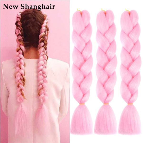 

new shanghair 24" jumbo braiding hair african long braids for box crochet high temperature synthetic fiber extensions single color, Black