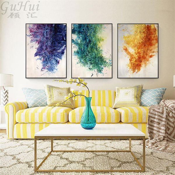 

nordic modern watercolor abstract purple green orange canvas painting oil painted wall picture art poster home living room decor286a
