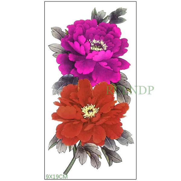 NXY Adesivo impermeabile per tatuaggio temporaneo Peonia Fiore rosa Tatto falso Flash Tatoo Gamba Braccio Mano Piede Indietro Tatouage per Ragazza Donna 0330