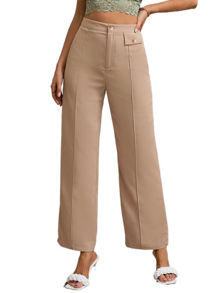 

seam detail wide leg pants p1ta#, Black;white