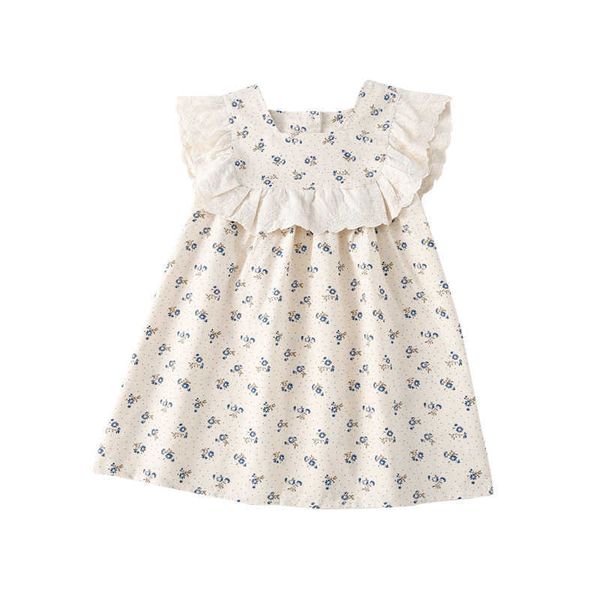 

children's wear ins style baby floral christmas dress summer new lace sleeveless princess skirt, Red;yellow
