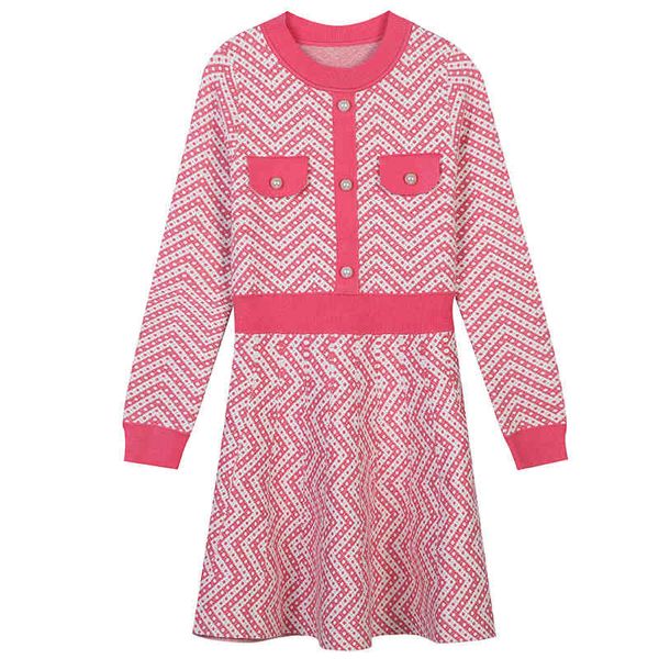 

casual dresses autumn and winter striped jacquard nail bead stitching niche design celebrity xiaoxiangfeng slim dress rkcy, Black;gray