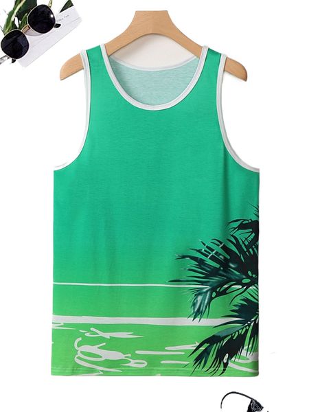 

men random ombre & tropical tank g1i6#, White;black