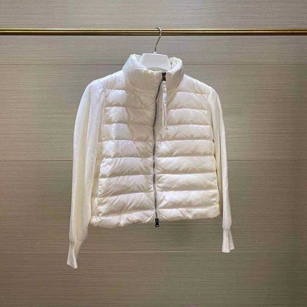 

fashion striped sleeve jacket knitted stitching warm men's and women's down jacket european and american style simple casual coat, Black