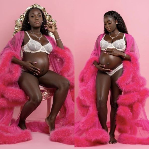 

fashion prom dresses 2022 elegant women's dress feathers edge pshoot maternity robes for baby showers evening gowns, Black