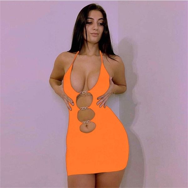 

mini dres orange summer bodycon cut out halter black party club outfit strapless tight es backless 220608, Black;gray