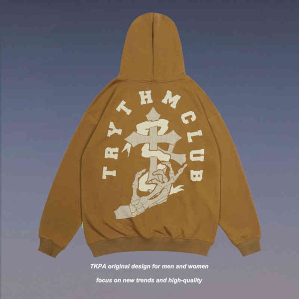 

tkpa guochao punk printing xiaozhongchao brand high street hip hop hoodie men's and women's same couple, Black