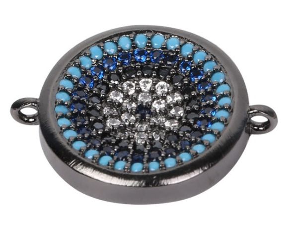 

15mm round crystal micro pave cz zircon cubic zirconia beads copper silver gold black plated bracelet accessories s34t12