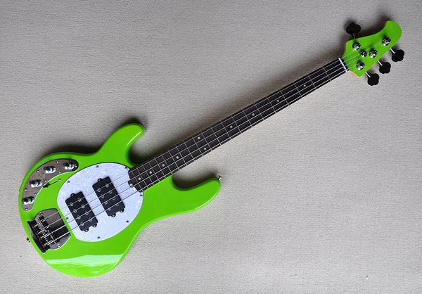 

factory custom left handed green 4 strings electric bass guitar with rosewood fretboard chrome hardwares offer customized