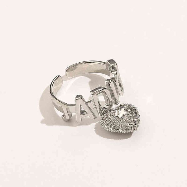 

fine peach heart pendant five pointed star letter adjustable ring brass ring female, Silver