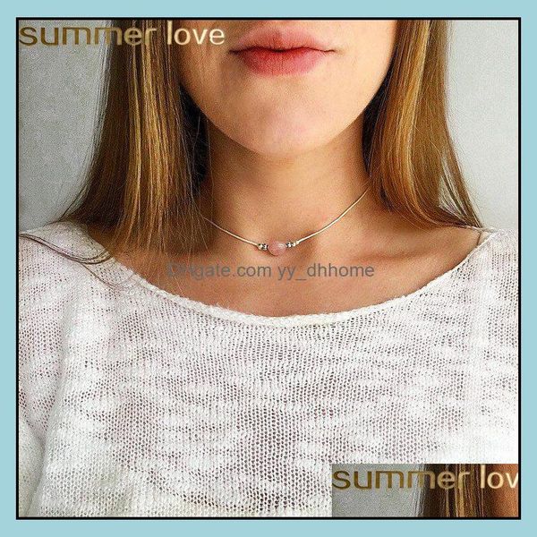 

pendant necklaces pendants jewelry simple design 12mm agate bead necklace string wax thread rope for women neck gifts drop delivery 2021 z, Silver