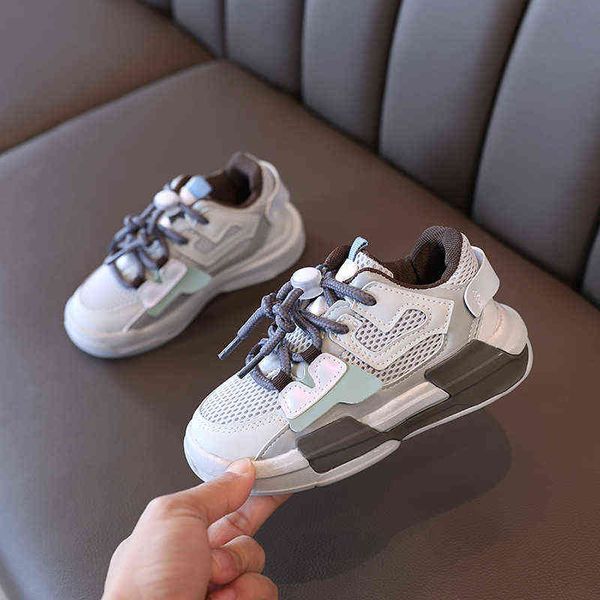 

2022 spring children casual sport shoes fashion breathable mesh soft bottom non-slip kids sneakers for boys girls 26-36 g220527, Black;red