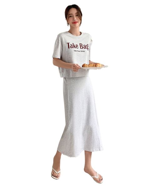 

dazy letter & slogan graphic cut-out lounge set n77x#, Black;red