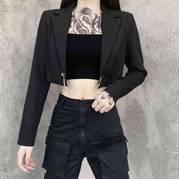 

autumn and winter women's high street new suit jacket pure color chic short basic suit jacket streetwear l220714, White;black