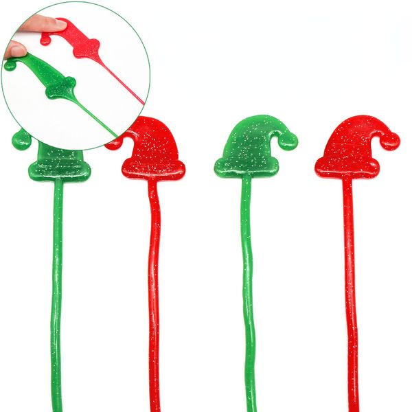 Giocattolo di decompressione Cappello di Natale Mano appiccicosa TPR Colla morbida Antistress Giocattolo da spremere Regalo Giocattoli elastici per palmo appiccicoso elasticizzato