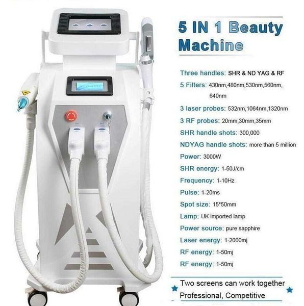 

2022new arrival 4 in1 multi-function ipl tattoo removal machine vascular pigment acne therapy laser 5 filters opt tattoo/ acne/pigment/wrink, Black