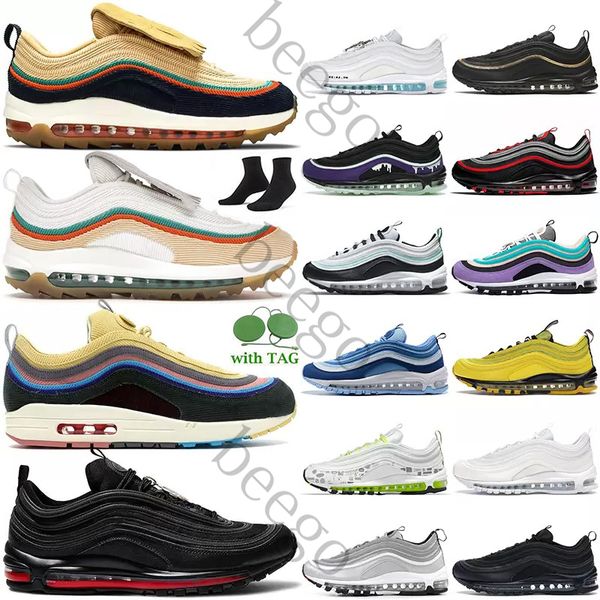 

97s og running shoes for men women halloween sean wotherspoon black jesus bright citron gradient fade bred gold sneaker trainer sneakers men