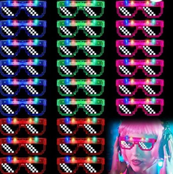 Pixel-LED-Sonnenbrille, beleuchtete Brille, Partyzubehör, leuchtet im Dunkeln, blinkend, Geburtstag für Erwachsene, Geburtstag, Halloween, Karneval, Verkleidung, Dekorationszubehör