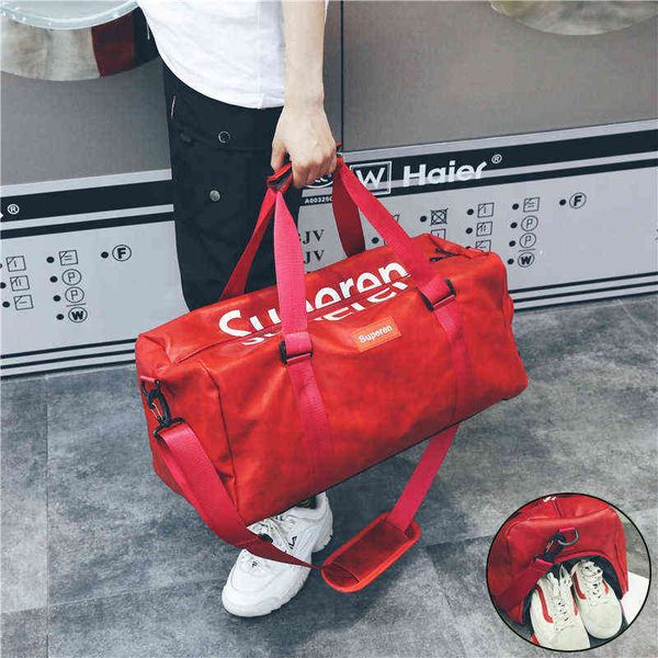 

portable letter business travel bag pu men's and women's sports fitness bag short distance light storage luggage bag 220630