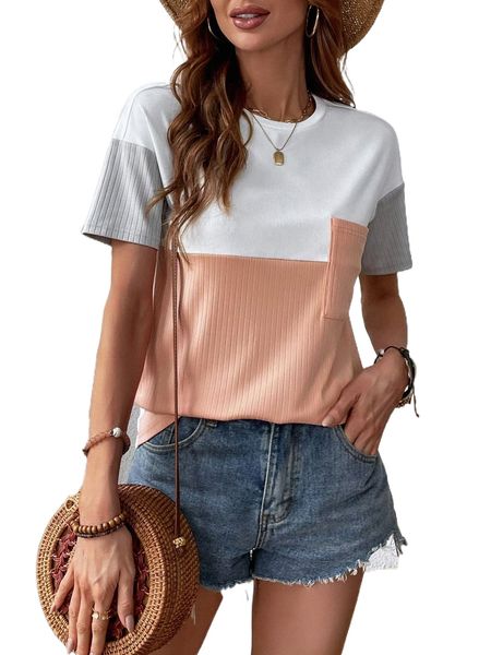 

colorblock drop shoulder tee d7dh#, White