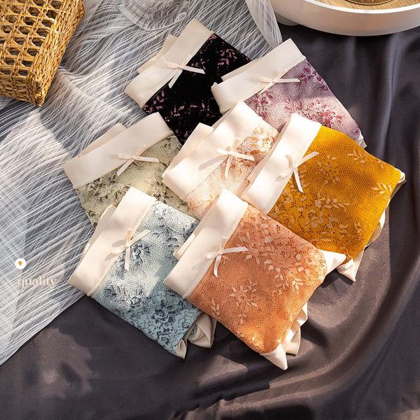 

women's panties women underwear lace mid-waist panty cotton breathable seamless underpants solid embroidery female lingerie -xlwomen&#, Black;pink