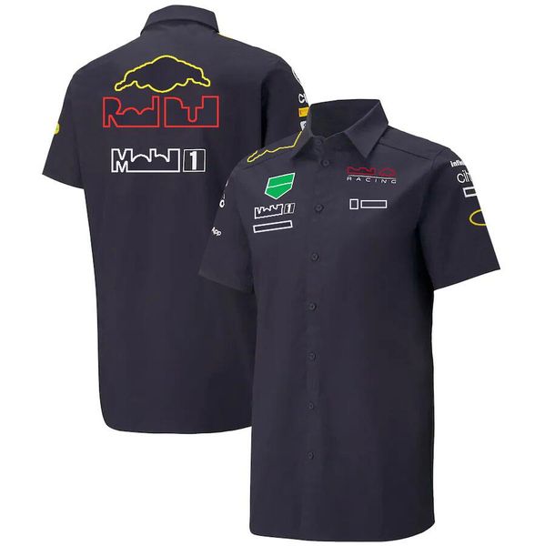 F1 terno de corrida camisa polo roupas de equipe homens e mulheres verão solto eventos casuais podem ser personalizados camisa de lapela de manga curta