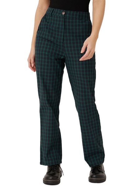 

tartan print straight pants u4rc#, Black;white