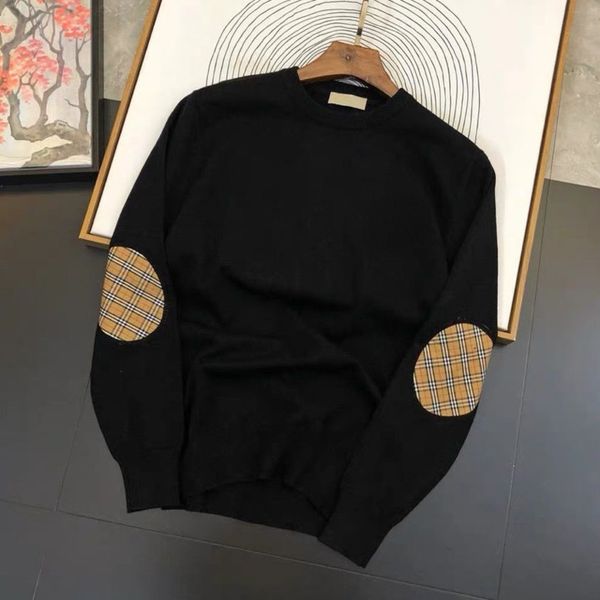 

designer hoodie burbe cotton sweatshirt european and american letter embroidery loose os round neck pullover sweater ins new men's wome, Black