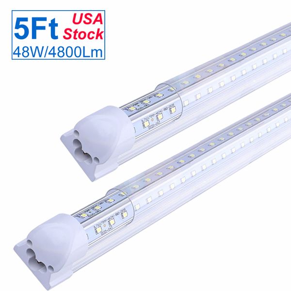 5Ft 5' Cooler Door Led Shop Lights, 59 Inch 59'' Integrated T8 Tube Light, 45W 4500lm 48W 4800lm 50W 5000 Lumen, Soffitto e Utility Strip Bar Lampadine Lampada OEMLED