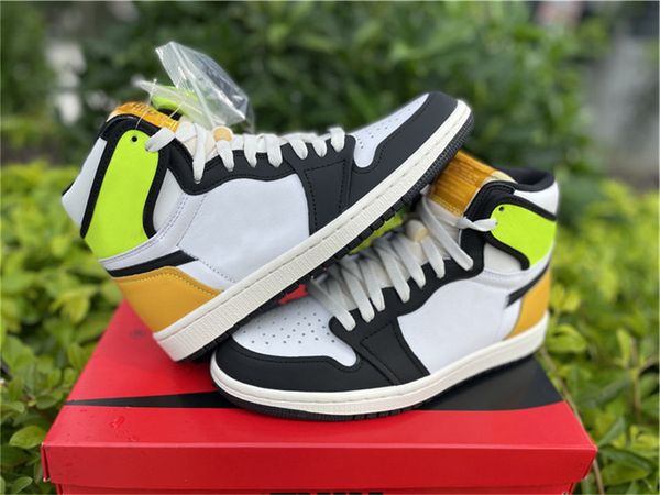 

brand shoes 1 high og outdoor men white volt university gold black yellow toe 2.0 zapatos sports original 40-47