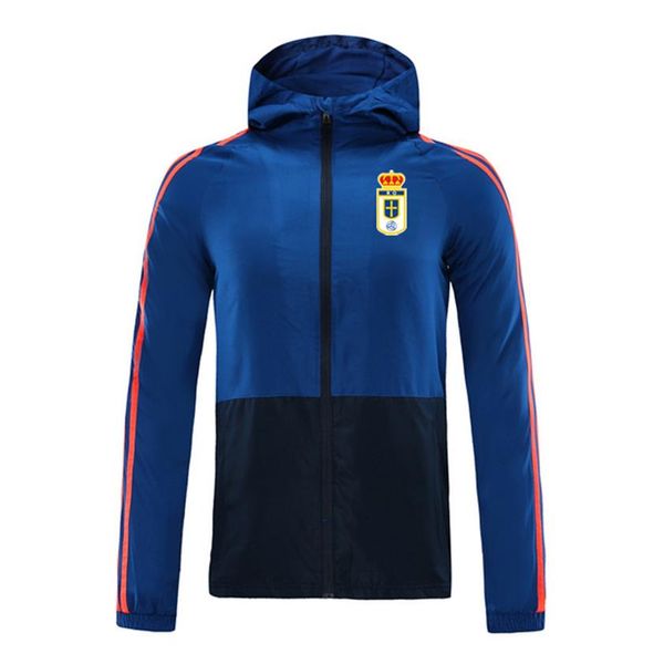 

2020 real oviedo autumn winter new trendy brand fashion jacket hooded zipper windbreaker football running sportswear327g, Black;brown