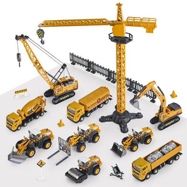 

9 styles alloy engineering car truck toys crane bulldozer excavator forklift vehicles educational toys for boys kids gift