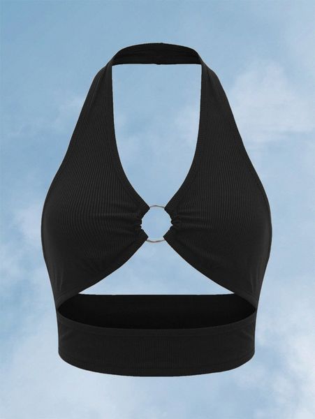 

romwe cut out backless halter v91x#, White