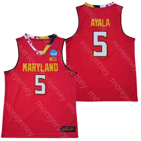 

terrapins new maryland stats college basketball jersey ncaa 5 eric ayala red all stitched and embroidery men youth size, Black