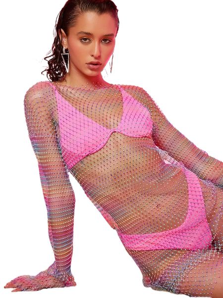 

rhinestone sheer mesh dress without lingerie set l263#, Black;gray