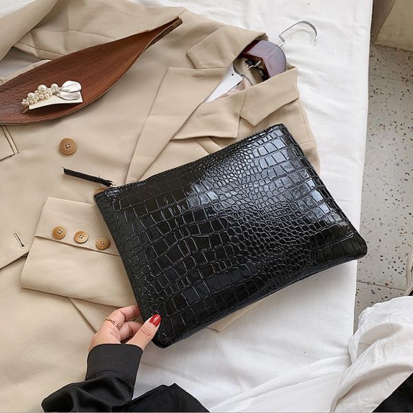 

women handbag pattern clutch bag pochette female casual solid color zipper envelope square bags 220527