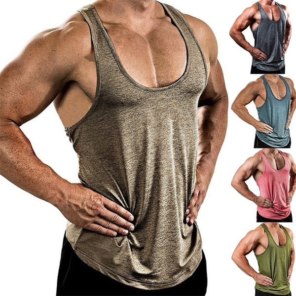 

tank men fitness mens bodybuilding tanks summer gym clothing for male sleeveless vest shirts fashion 220614, White;black
